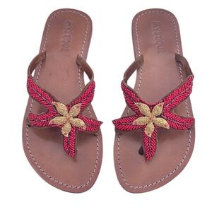 ANTHROPOLOGIE Mystique Beaded Starfish Sandals size 7 Dress Summer Vacation